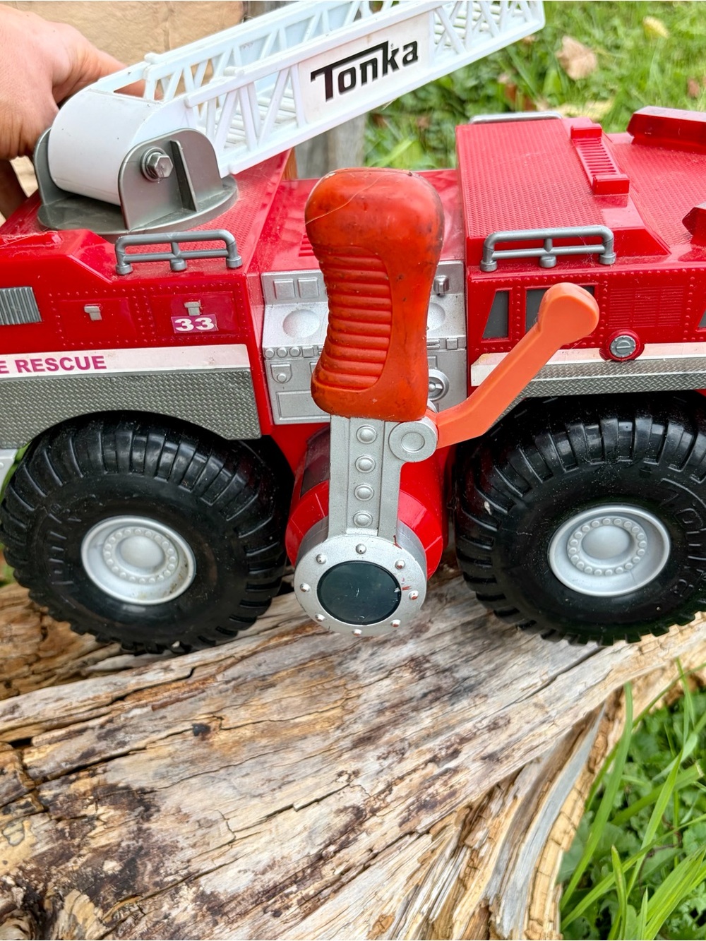 Tonka Red and Orange Fire Ladder Rescue Truck Toy, Vintage Toy